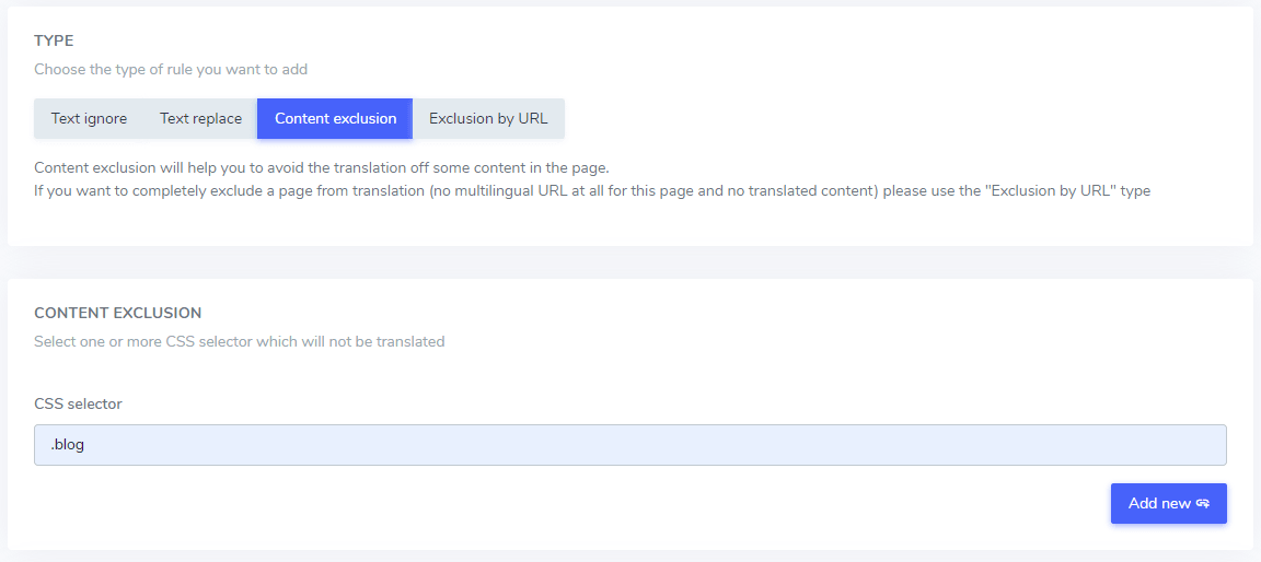 Webpage settings panel for CSS file reduction