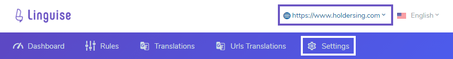 Linguise platform dashboard with translation tools