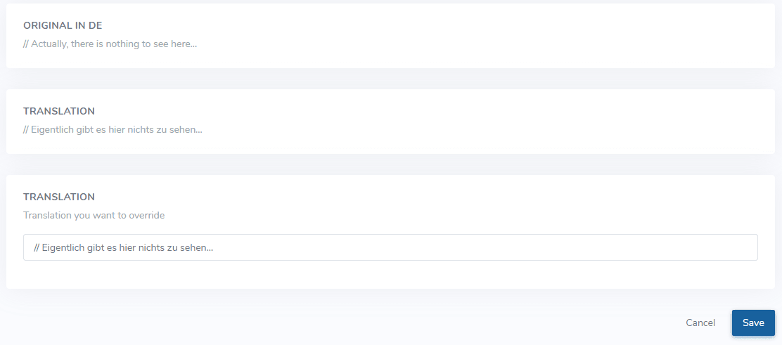 Screenshot of translation interface