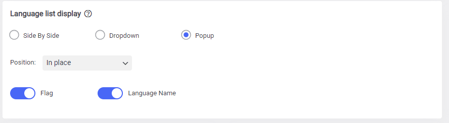 Settings for language list display options