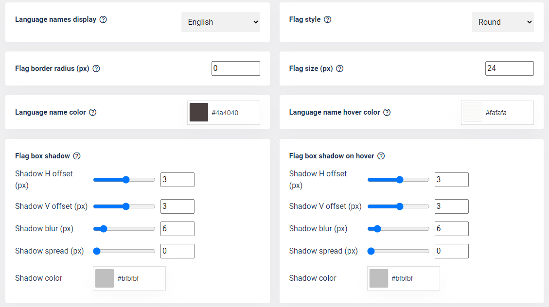 Flag customization options with color pickers