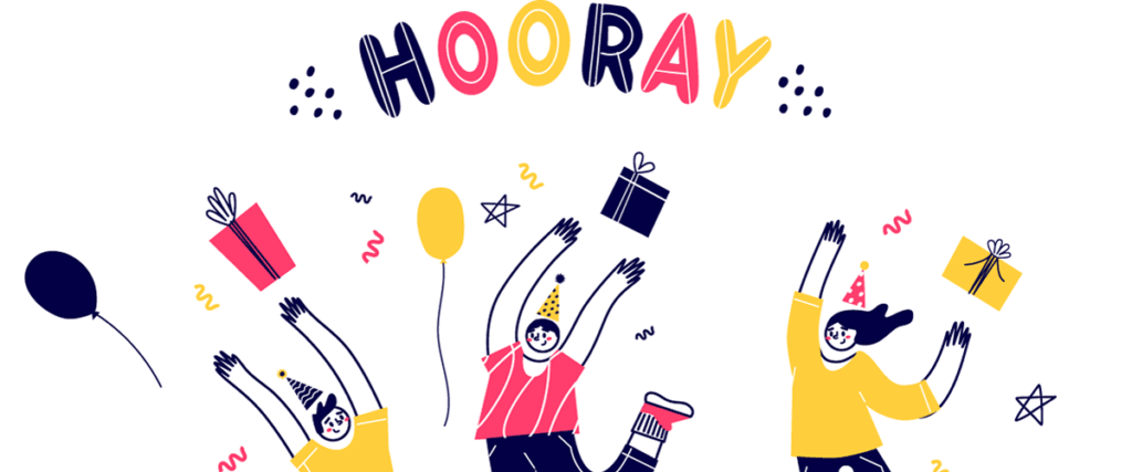 Party celebration with confetti and balloons. Happy mood