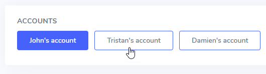 Accounts management interface with multiple user accounts