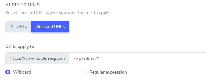 Select URLs to apply rule