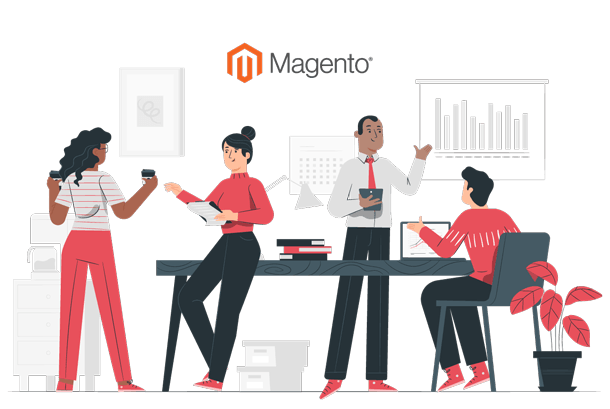 Team working together on Magento project