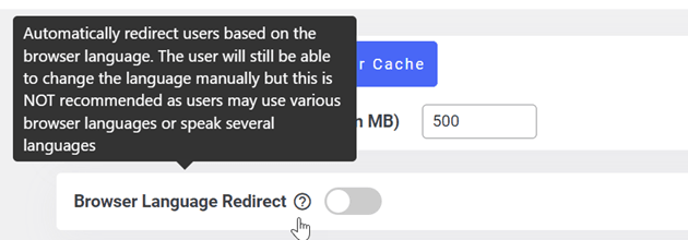 User language setting interface. Automatically reflected language.