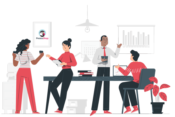 Colleagues discussing business in an office