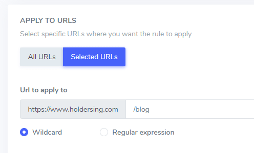 Select URLs to apply rule