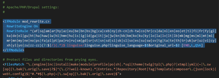 The image shows a PHP code snippet with highlighted lines of text in blue and orange on a black background.