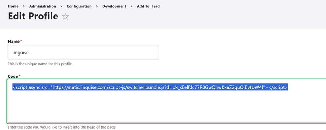 Editing profile information on a website