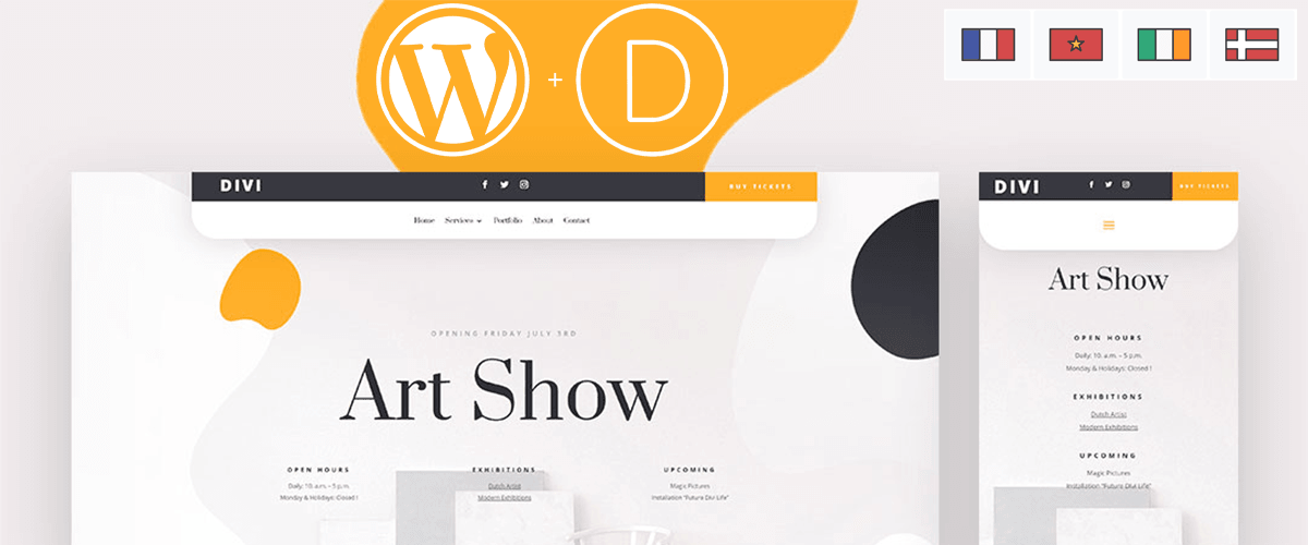 A screenshot of an art show website design.