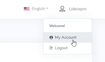 User account dropdown menu with logout option