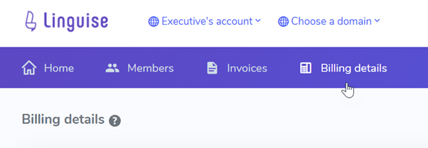 Linguise executive account billing details page