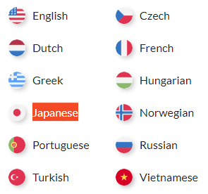 Flags representing various languages