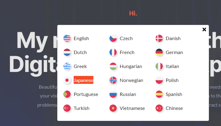 A menu with icons on a dark background, possibly a website navigation