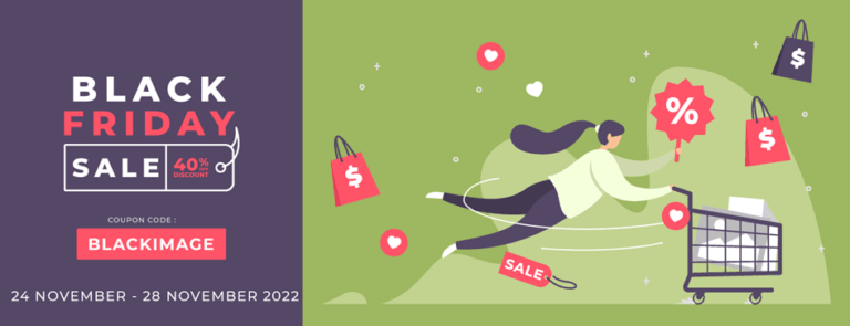 Black Friday sale advertisement with cartoon character