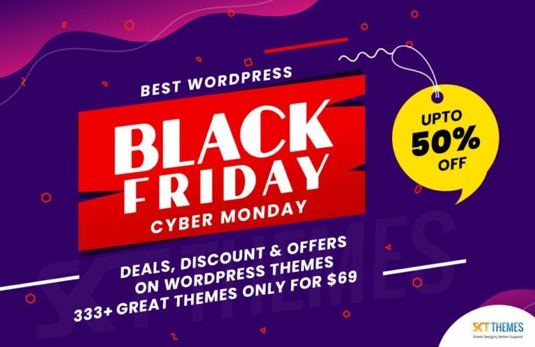 Black Friday and Cyber Monday sale on WordPress themes. Up to 50% off