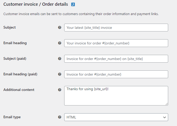 Screenshot of email marketing settings interface. Various options are available.