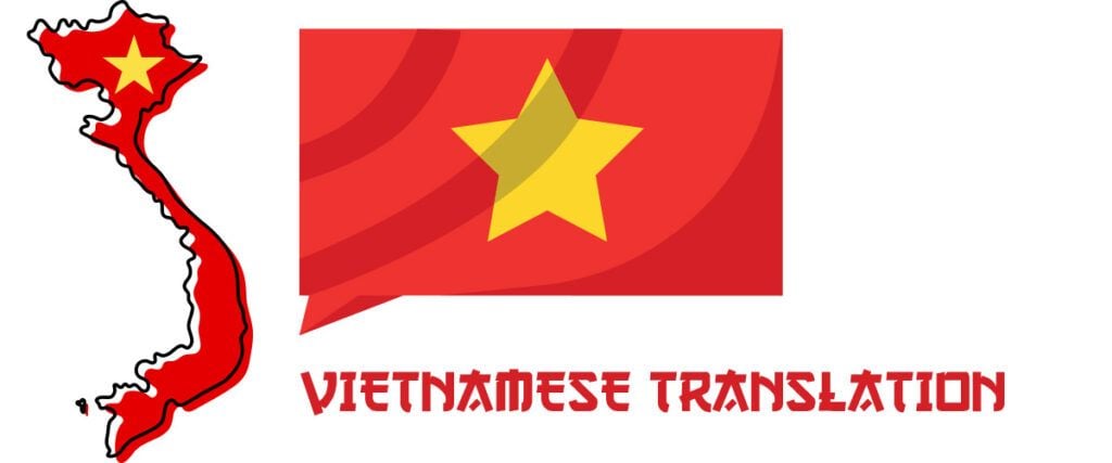 Bandeira do Vietnã e mapa com texto de tradução