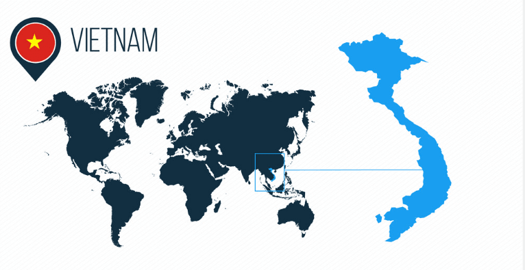 Vietnam location on global map. Southeast Asia