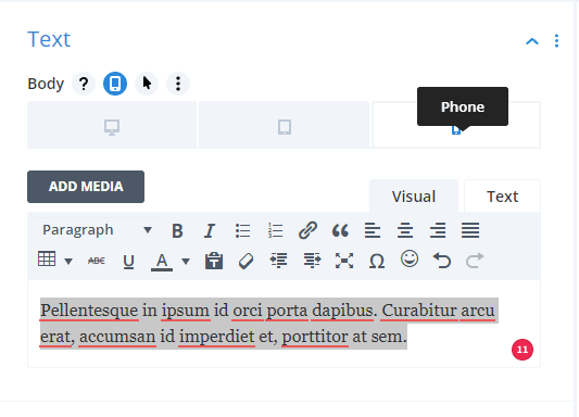 screenshot of text editor with various formatting tools