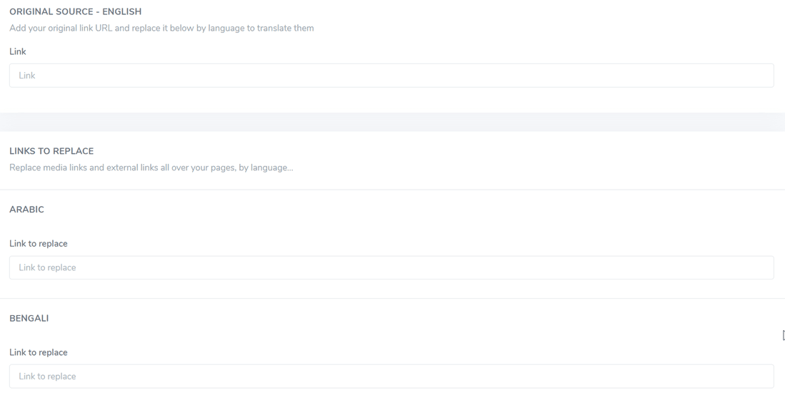Screenshot of translation page, editing area for text