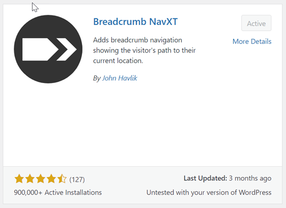 Logotipo do plugin Breadcrumb NavXT. Adiciona navegação de trilha.