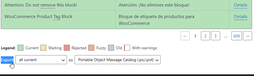 Export options for WooCommerce Product Tag Block