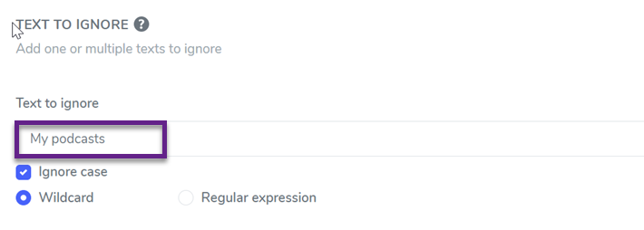 Settings to add text to ignore