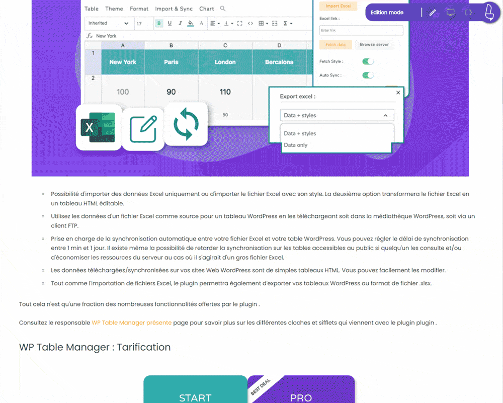 Interfaz de WP Table Manager para crear tablas
