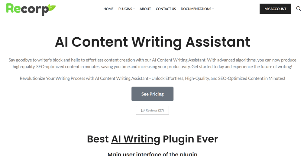 AI content writing assistant plugin for wordpress