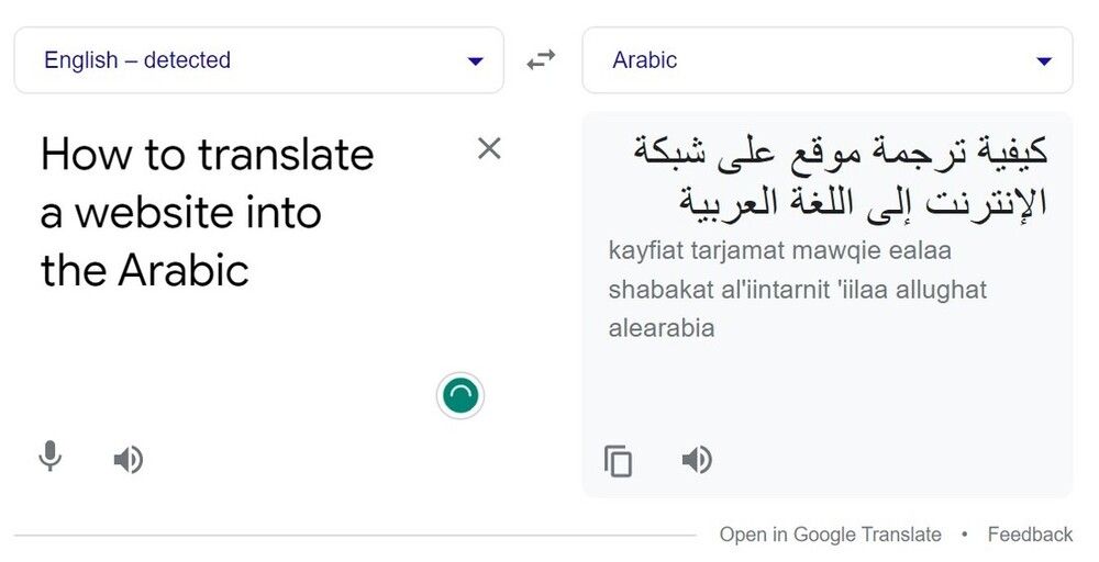 Translate website into Arabic language