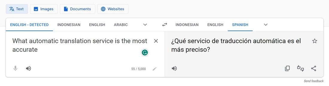 Comparing accuracy of automatic translation services. Translation tools.