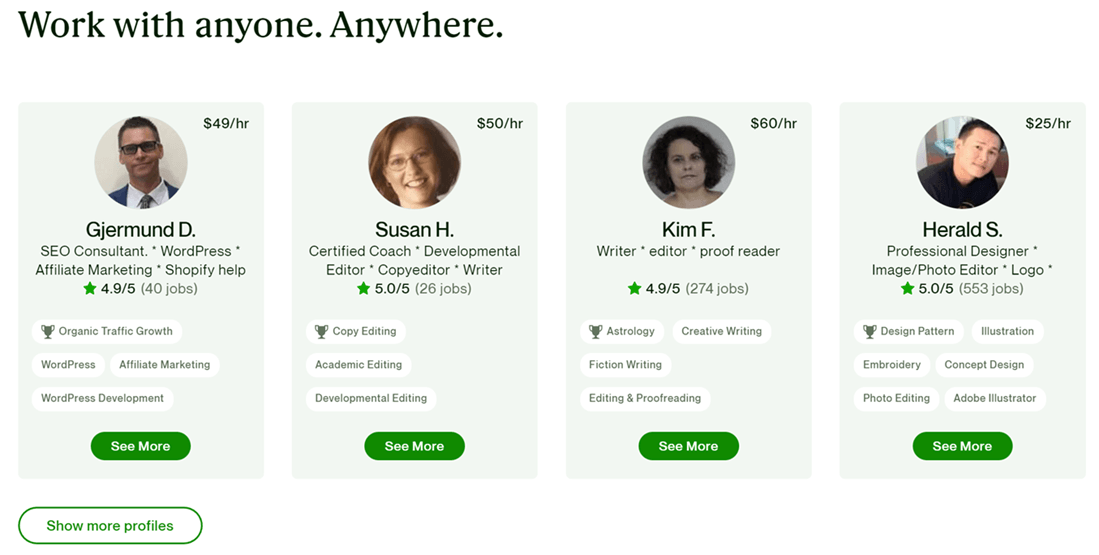 Four different coin images with remote work text