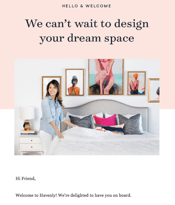 Interior design concept with a bed and pictures