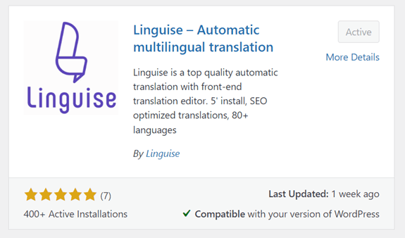 Linguaise plugin for automatic translation