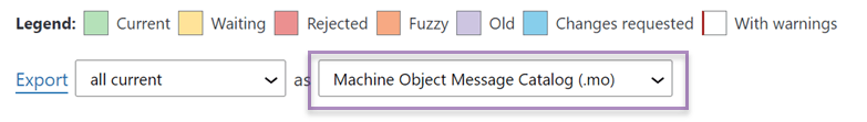 Webpage export options menu