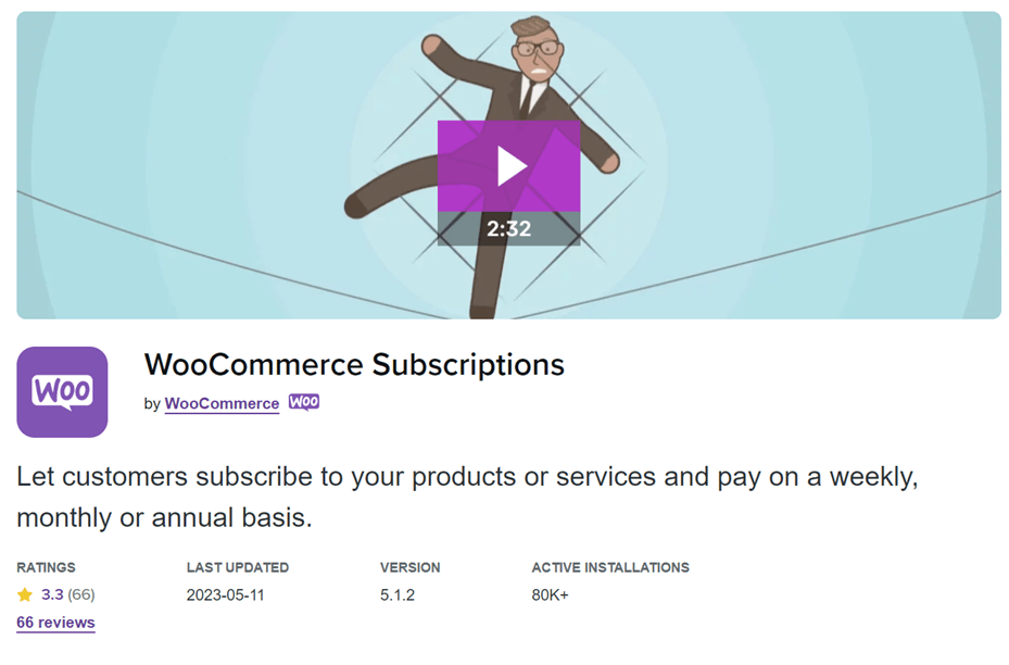 WooCommerce Subscriptions plugin for WordPress