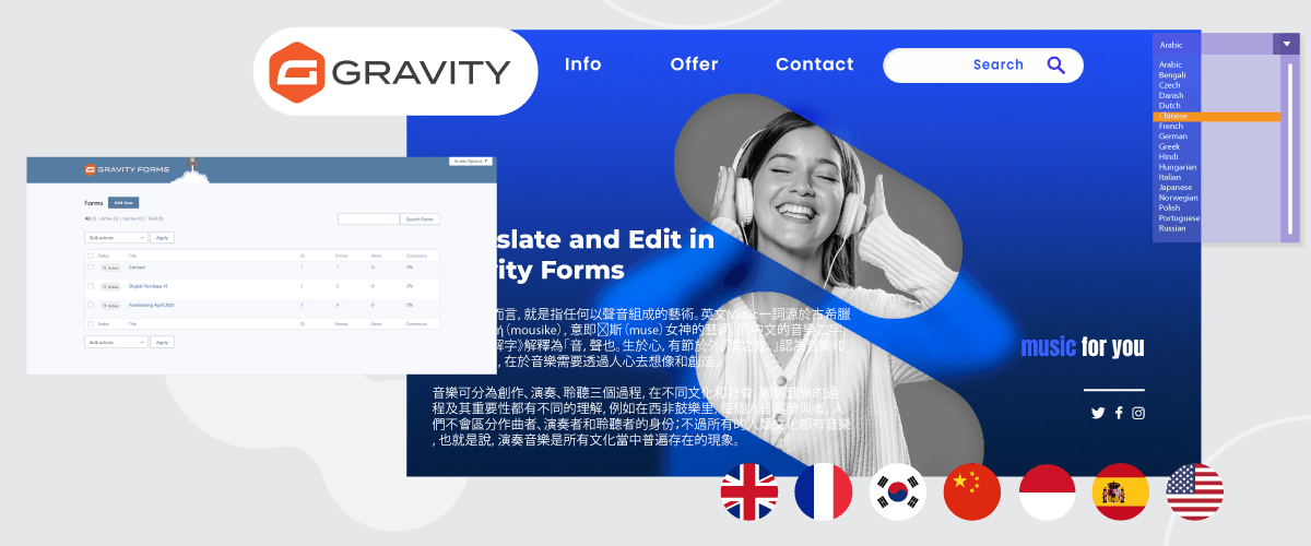 Conceito de design de site com tema de gravidade