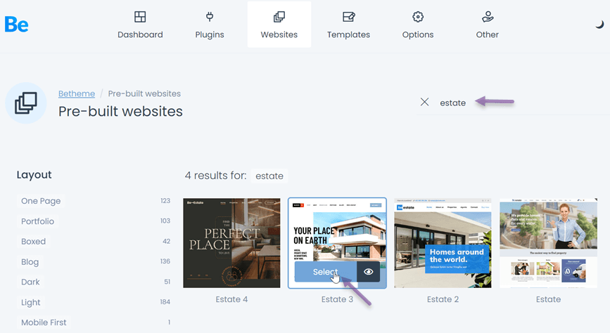 Captura de tela em preto e branco do menu do site e imagens