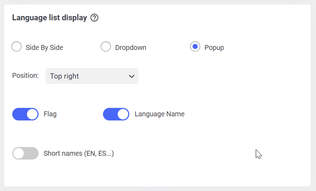 Settings menu for adjusting display options. Subtitle settings.