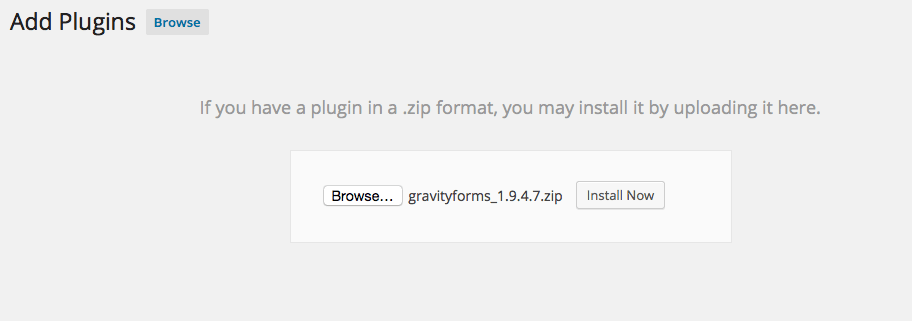 Página de instalação do plugin WordPress