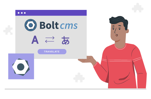 A man presenting Bolt CMS on a screen
