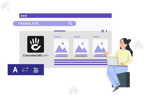 An illustration of a person interacting with a digital analytics dashboard that displays AI-driven insights.