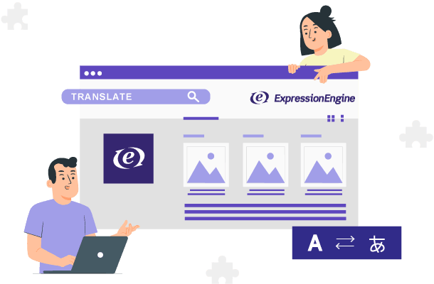 Two people working on website design. They are focused on creating a visually appealing website.