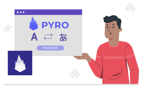 A man in a t-shirt presenting a diagram of pyrolysis. The diagram shows a flame and chemical equation.