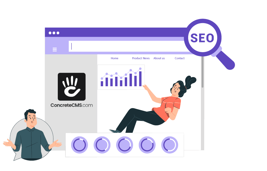 A computer screen with SEO optimization tools. A person sitting next to it.