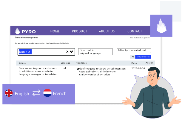 Pyro website screenshot with menu and search bar