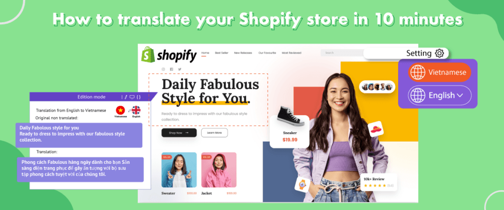 Guia de tradução da loja Shopify para o inglês