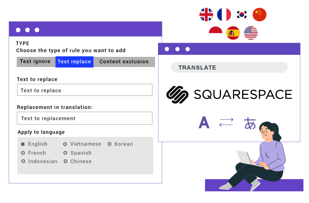 Squarespace website builder interface with various tools.